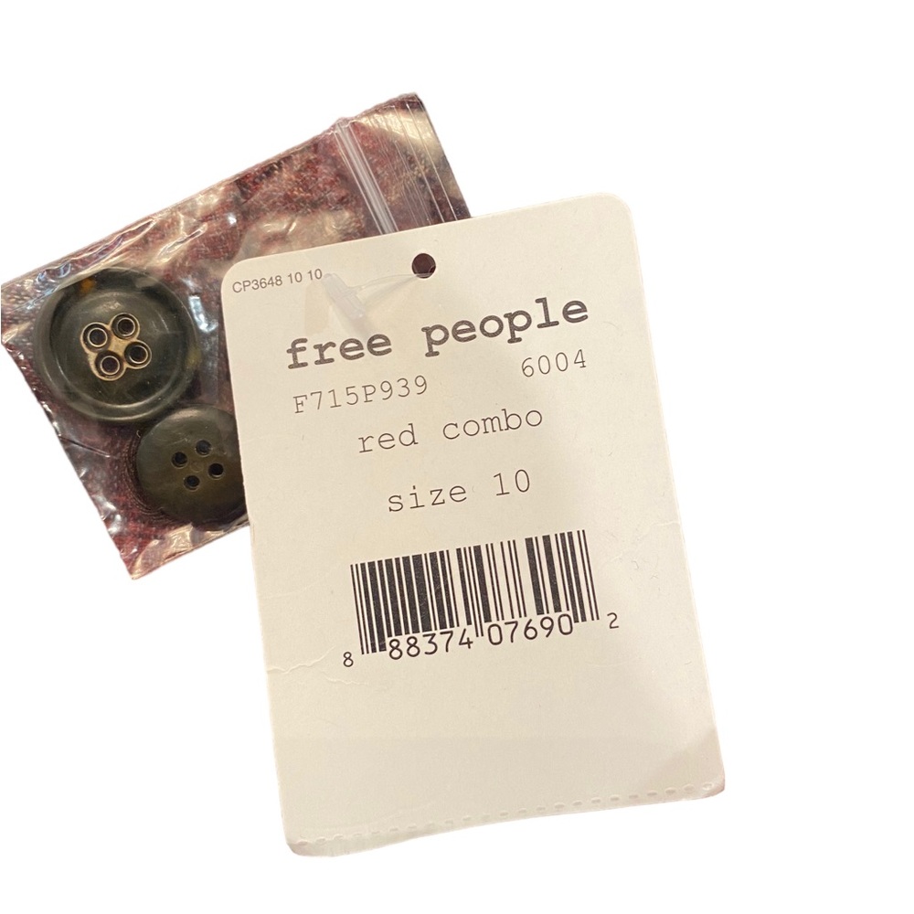 NWT Free People Red Combo Plaid Pants - Picture 7 of 9